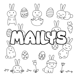 Coloriage pr&eacute;nom MAILYS - d&eacute;cor Paques