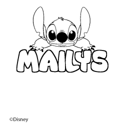 Coloriage pr&eacute;nom MAILYS - d&eacute;cor Stitch