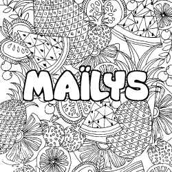 Coloriage pr&eacute;nom MA&Iuml;LYS - d&eacute;cor Mandala fruits