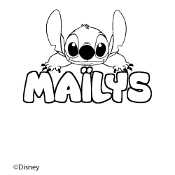 Coloriage pr&eacute;nom MA&Iuml;LYS - d&eacute;cor Stitch
