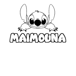 Coloriage prénom MAIMOUNA - décor Stitch