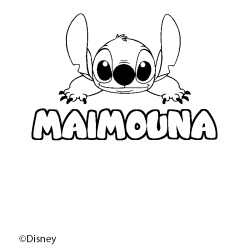 Coloriage pr&eacute;nom MAIMOUNA - d&eacute;cor Stitch