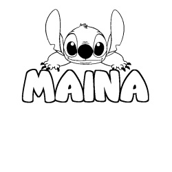 Coloriage prénom MAINA - décor Stitch