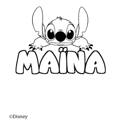 Coloriage pr&eacute;nom MA&Iuml;NA - d&eacute;cor Stitch