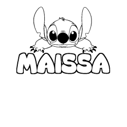 Coloriage prénom MAISSA - décor Stitch