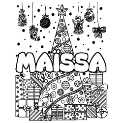 Coloriage MA&Iuml;SSA - d&eacute;cor Sapin et Cadeaux