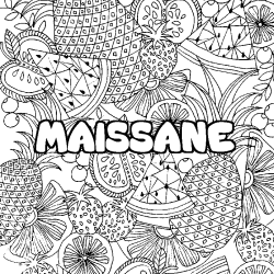 Coloriage pr&eacute;nom MAISSANE - d&eacute;cor Mandala fruits