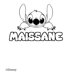 Coloriage pr&eacute;nom MAISSANE - d&eacute;cor Stitch