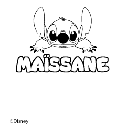 Coloriage pr&eacute;nom MA&Iuml;SSANE - d&eacute;cor Stitch