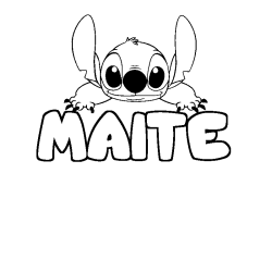 Coloriage prénom MAITE - décor Stitch
