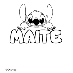 Coloriage pr&eacute;nom MAITE - d&eacute;cor Stitch