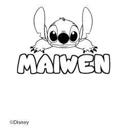 Coloriage pr&eacute;nom MAIWEN - d&eacute;cor Stitch