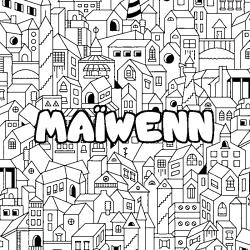 Coloriage MA&Iuml;WENN - d&eacute;cor Ville