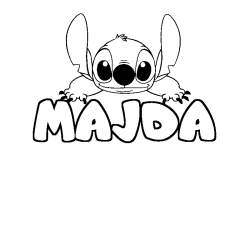 Coloriage prénom MAJDA - décor Stitch