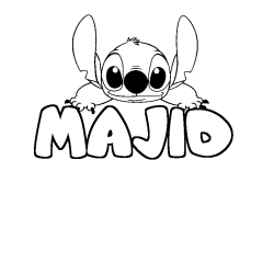 Coloriage prénom MAJID - décor Stitch