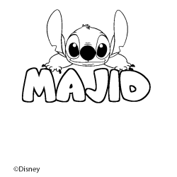 Coloriage pr&eacute;nom MAJID - d&eacute;cor Stitch
