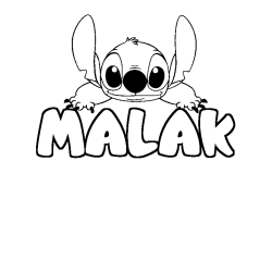 Coloriage prénom MALAK - décor Stitch