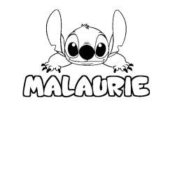 Coloriage prénom MALAURIE - décor Stitch