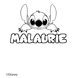 Coloriage pr&eacute;nom MALAURIE - d&eacute;cor Stitch