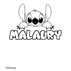 Coloriage pr&eacute;nom MALAURY - d&eacute;cor Stitch