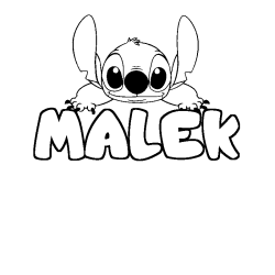 Coloriage prénom MALEK - décor Stitch
