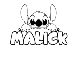 Coloriage prénom MALICK - décor Stitch