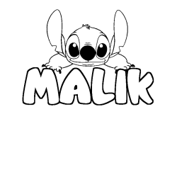 Coloriage prénom MALIK - décor Stitch