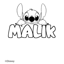 Coloriage pr&eacute;nom MALIK - d&eacute;cor Stitch