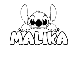 Coloriage prénom MALIKA - décor Stitch