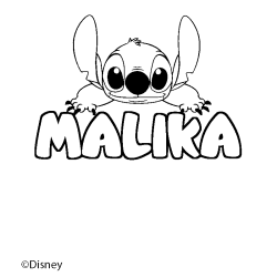 Coloriage pr&eacute;nom MALIKA - d&eacute;cor Stitch