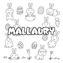 Coloriage pr&eacute;nom MALLAURY - d&eacute;cor Paques