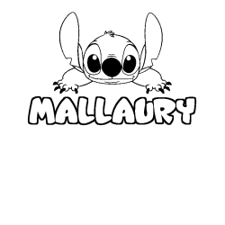 Coloriage prénom MALLAURY - décor Stitch