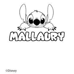 Coloriage pr&eacute;nom MALLAURY - d&eacute;cor Stitch