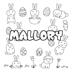 Coloriage prénom MALLORY - décor Paques