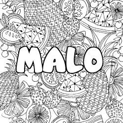 Coloriage prénom MALO - décor Mandala fruits