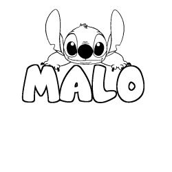Coloriage prénom MALO - décor Stitch