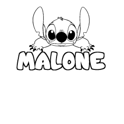 Coloriage prénom MALONE - décor Stitch