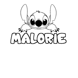 Coloriage prénom MALORIE - décor Stitch