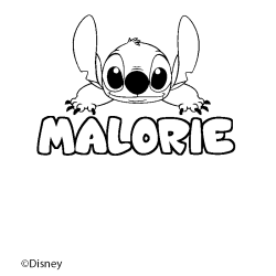 Coloriage pr&eacute;nom MALORIE - d&eacute;cor Stitch