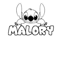 Coloriage prénom MALORY - décor Stitch