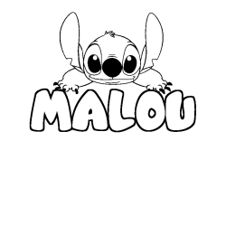 Coloriage prénom MALOU - décor Stitch