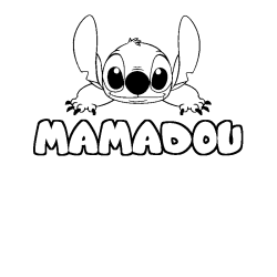 Coloriage prénom MAMADOU - décor Stitch
