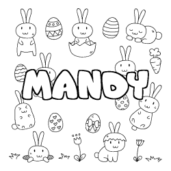 Coloriage pr&eacute;nom MANDY - d&eacute;cor Paques