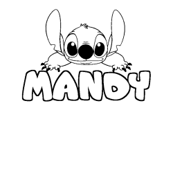 Coloriage prénom MANDY - décor Stitch