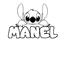 Coloriage prénom MANEL - décor Stitch
