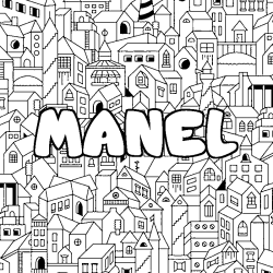 Coloriage MANEL - d&eacute;cor Ville