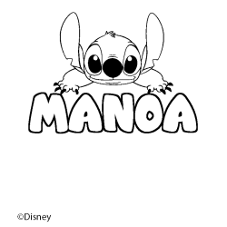 Coloriage pr&eacute;nom MANOA - d&eacute;cor Stitch