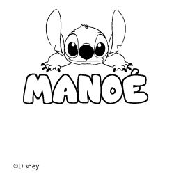 Coloriage pr&eacute;nom MANO&Eacute; - d&eacute;cor Stitch
