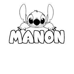 Coloriage prénom MANON - décor Stitch