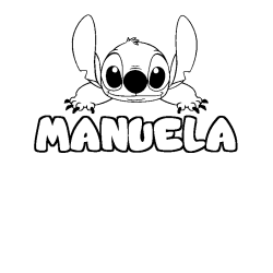 Coloriage prénom MANUELA - décor Stitch